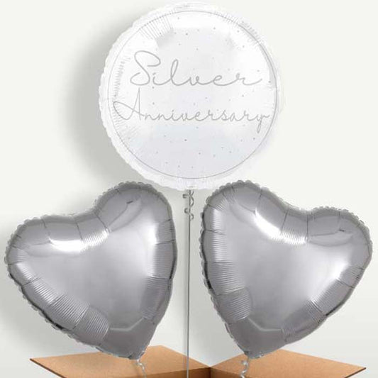 Silver Anniversary Helium Bunch of Balloons | Small Indoor Plants