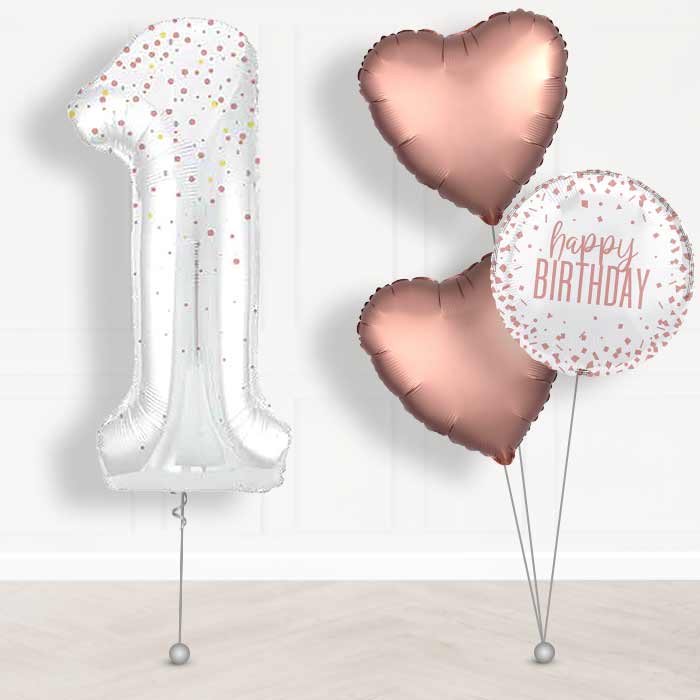 Rose Gold Dots Number 1 Balloon in a Box