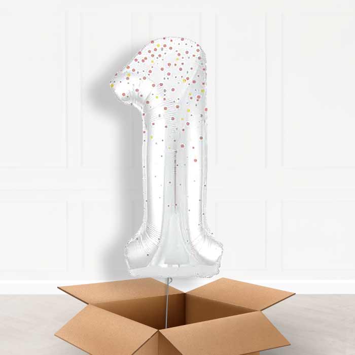 Rose Gold Dots Number 1 Balloon in a Box