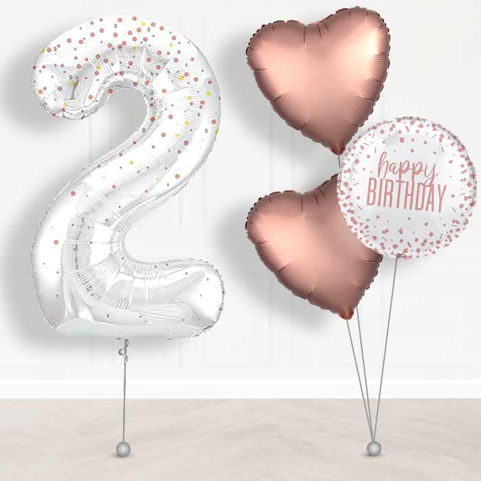 Rose Gold Dots Number 2 Balloon in a Box