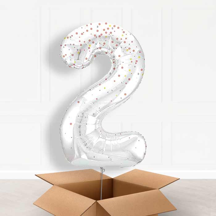 Rose Gold Dots Number 2 Balloon in a Box