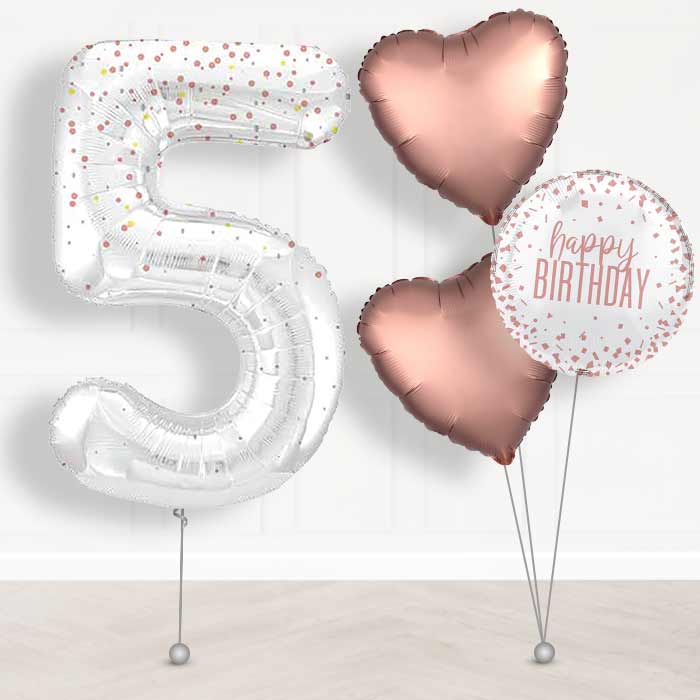 Rose Gold Dots Number 5 Balloon in a Box