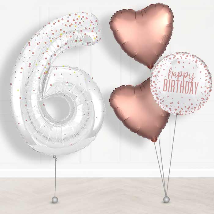 Rose Gold Dots Number 6 Balloon in a Box