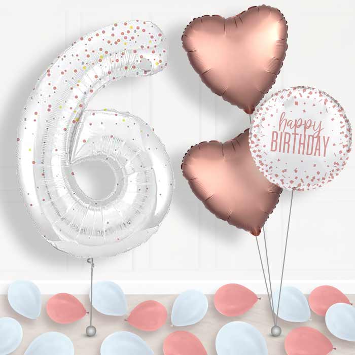 Rose Gold Dots Number 6 Balloon in a Box