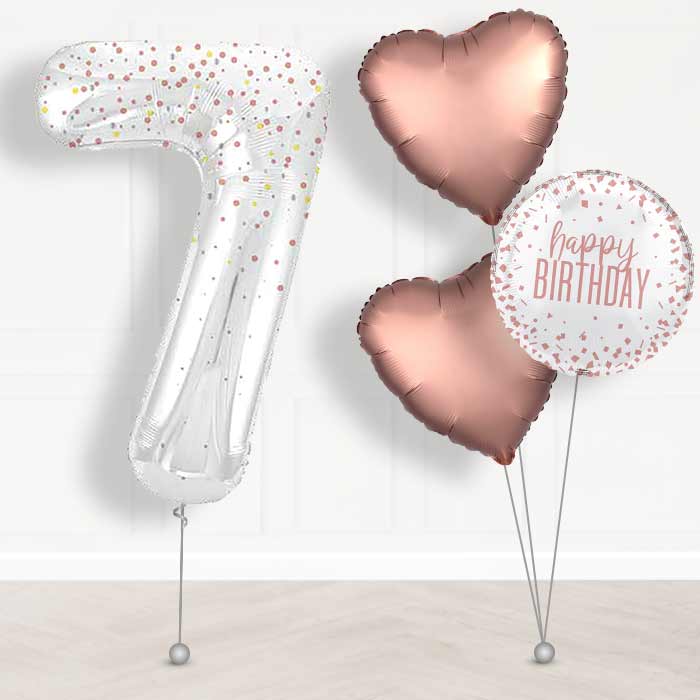 Rose Gold Dots Number 7 Balloon in a Box