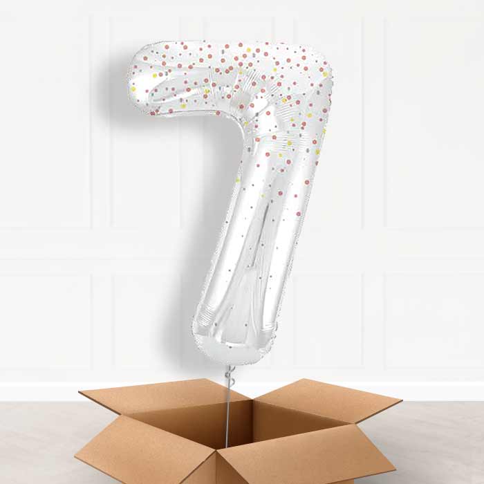 Rose Gold Dots Number 7 Balloon in a Box