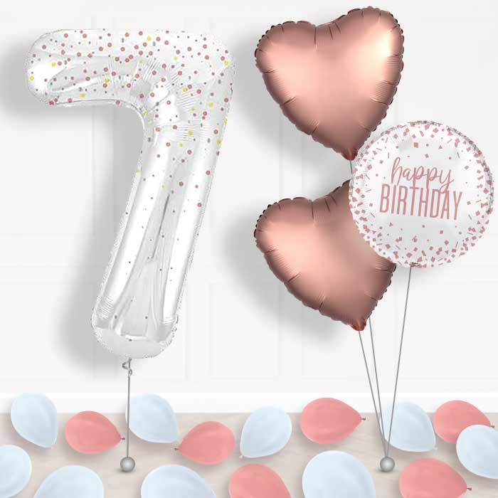 Rose Gold Dots Number 7 Balloon in a Box