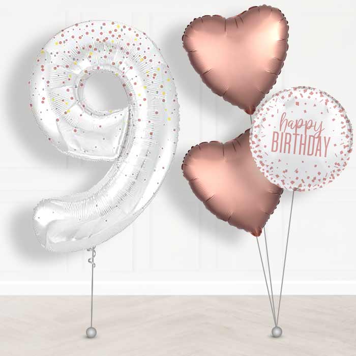 Rose Gold Dots Number 9 Balloon in a Box