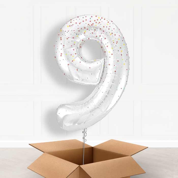 Rose Gold Dots Number 9 Balloon in a Box