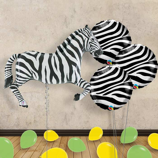 Zebra Inflated Helium Balloons Delivered