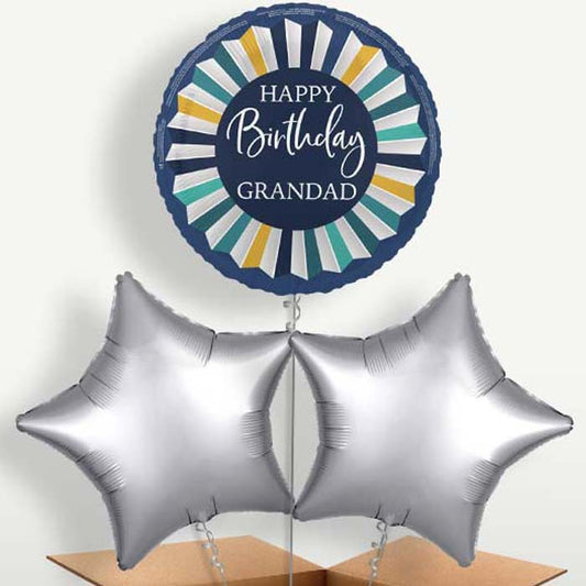 Navy Blue Happy Birthday Grandad Balloon Bunch | Small Indoor Plants