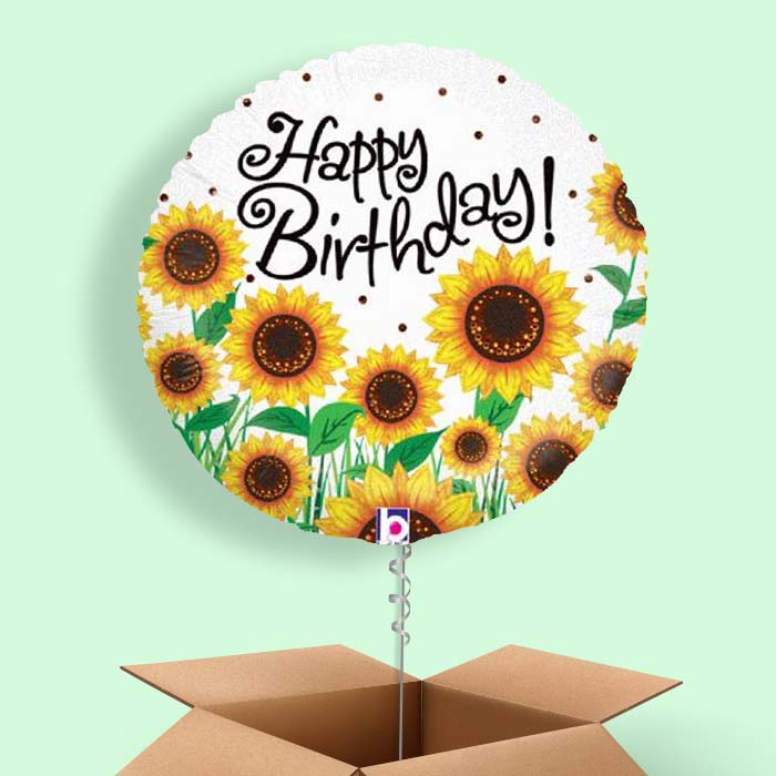 Sunflower Happy Birthday Helium Balloon in a Box