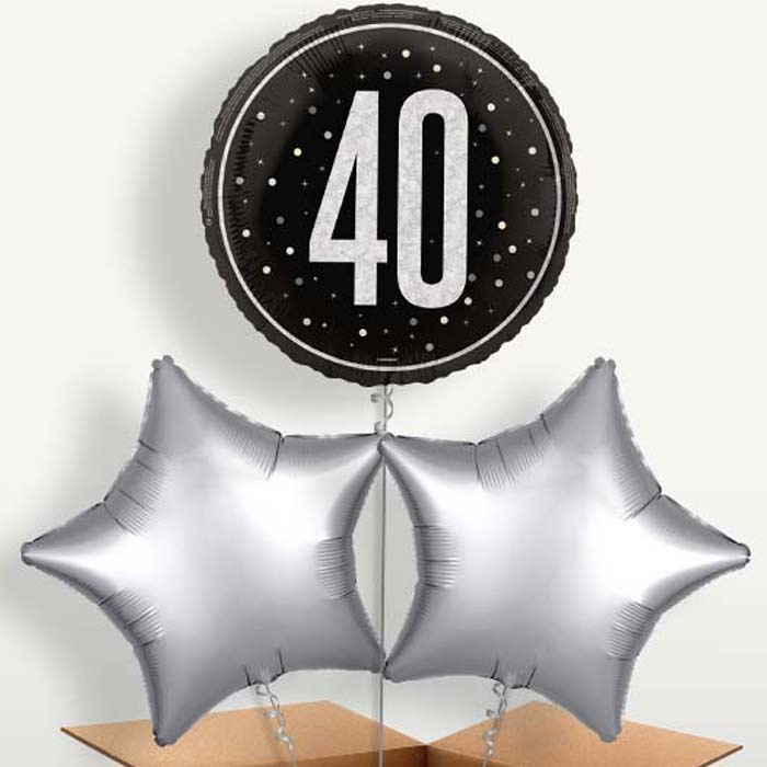 Black & Silver 40th Birthday Bunch of Balloons | Small Indoor Plants