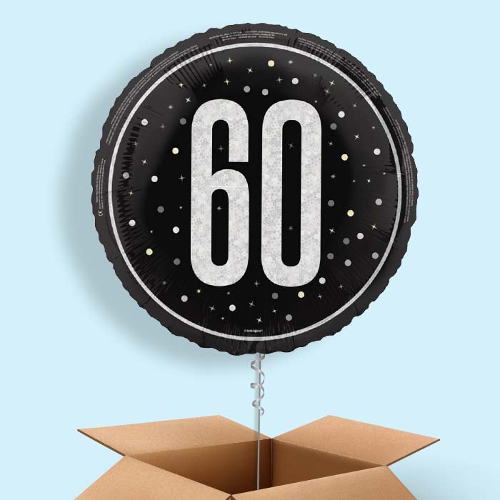 Black and Silver 60th Birthday Foil Balloon in a Box