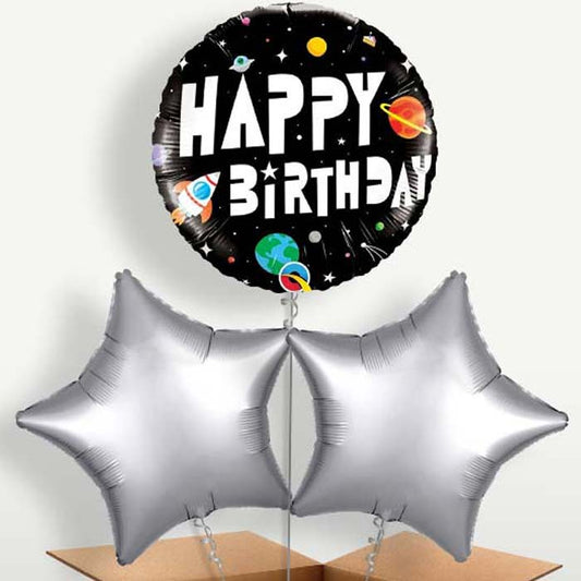 Space Happy Birthday Helium Bunch of Balloons | Small Indoor Plants