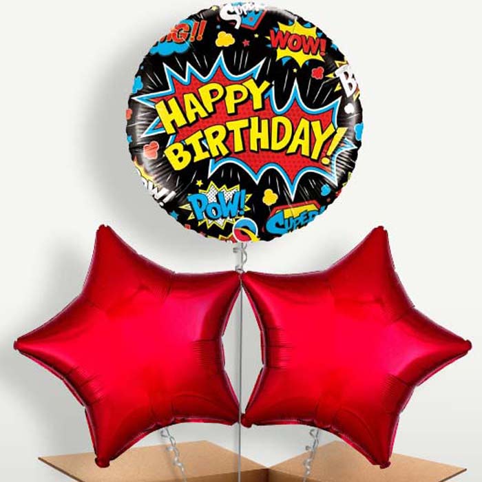 Superhero Black Pow Helium Bunch of Balloons | Small Indoor Plants