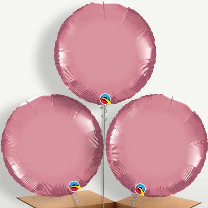 Chrome Mauve Circle Bunch of Balloons inflated with Helium | Small Indoor Plants