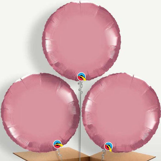 Chrome Mauve Circle Bunch of Balloons inflated with Helium | Small Indoor Plants