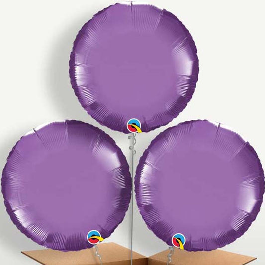 Chrome Purple Circle Bunch of Balloons inflated with Helium | Small Indoor Plants