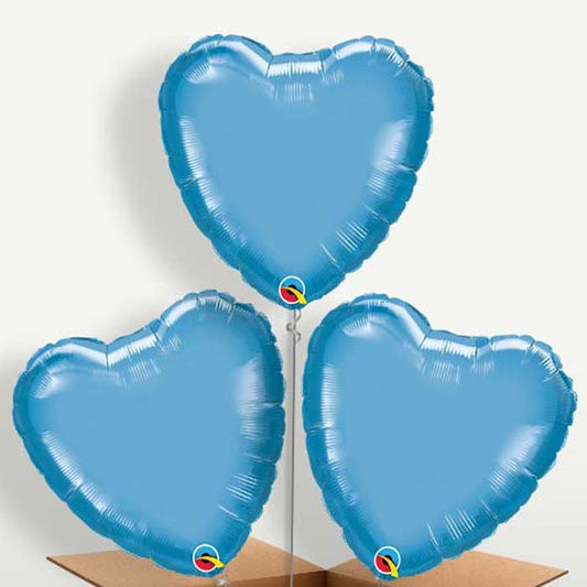 Heart Blue Chromes Balloons in a Bunch Inflated with Helium | Small Indoor Plants