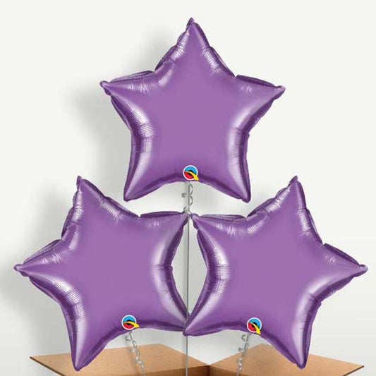 Chrome Purple Star Bunch of Balloons inflated with Helium | Small Indoor Plants