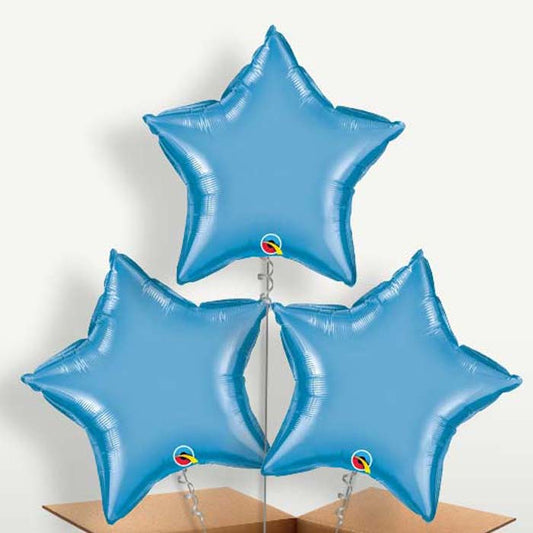 Blue Chrome Star Bunch of Balloons inflated with Helium | Small Indoor Plants