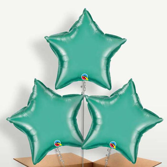 Chrome Green Star Bunch of Balloons inflated with Helium | Small Indoor Plants