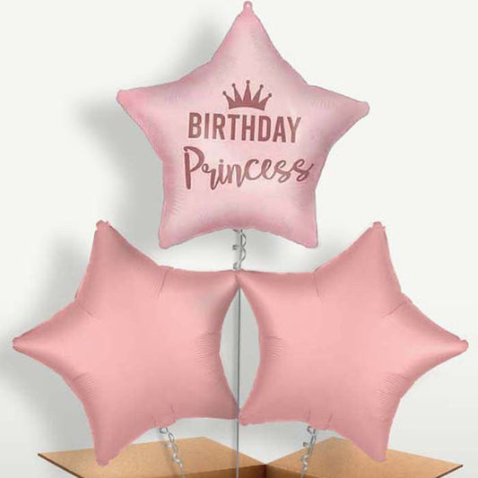Pink Birthday Princess Balloon Bunch inflated with Helium | Small Indoor Plants