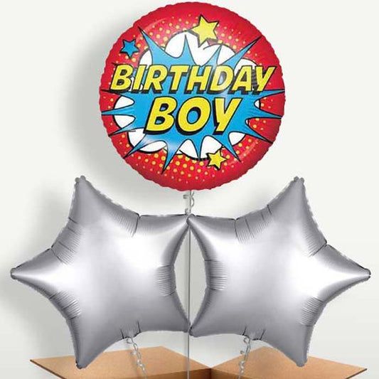 Superhero Inspired Birthday Boy Helium Bunch of Balloons | Small Indoor Plants