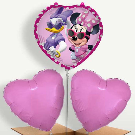 Minnie Mouse & Daisy Heart Balloon Bunches | Small Indoor Plants