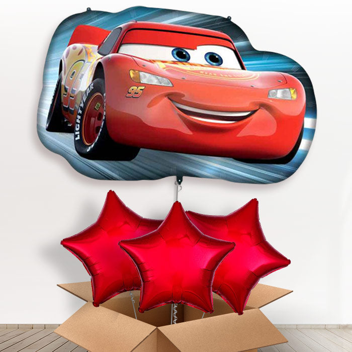 Lightning McQueen Helium Balloons in a Box - With 3 Plain Balloons | Small Indoor Plants