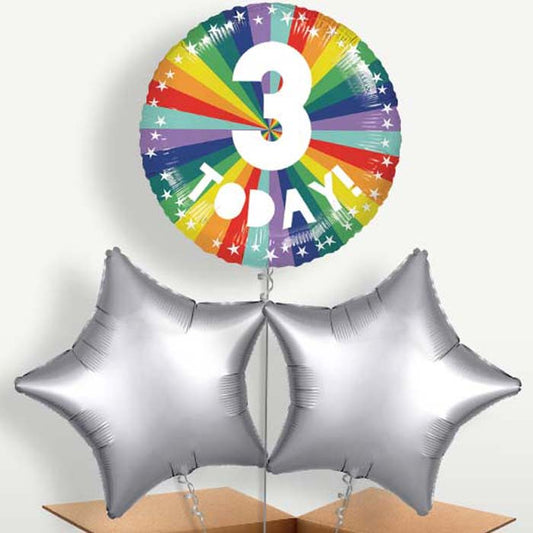Age 3 3rd Birthday Rainbow Bunch of Balloons | Small Indoor Plants