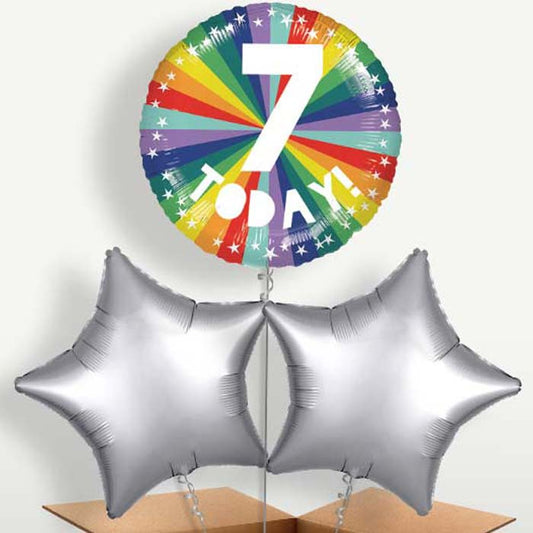 Age 7 7th Birthday Rainbow Bunch of Balloons | Small Indoor Plants