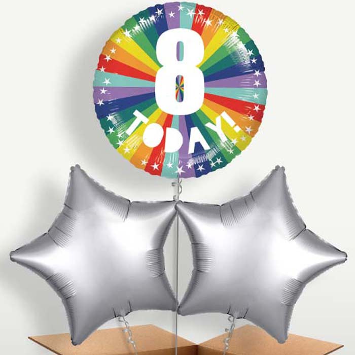 Age 8 8th Birthday Rainbow Bunch of Balloons | Small Indoor Plants