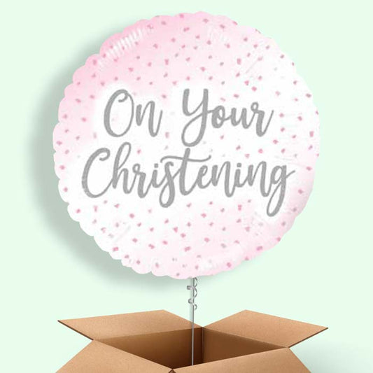 On Your Christening Balloons Pink Confetti in a Box