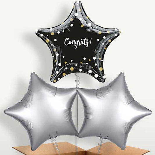 Black Star Dots Congratulations Bunch of Balloons | Small Indoor Plants