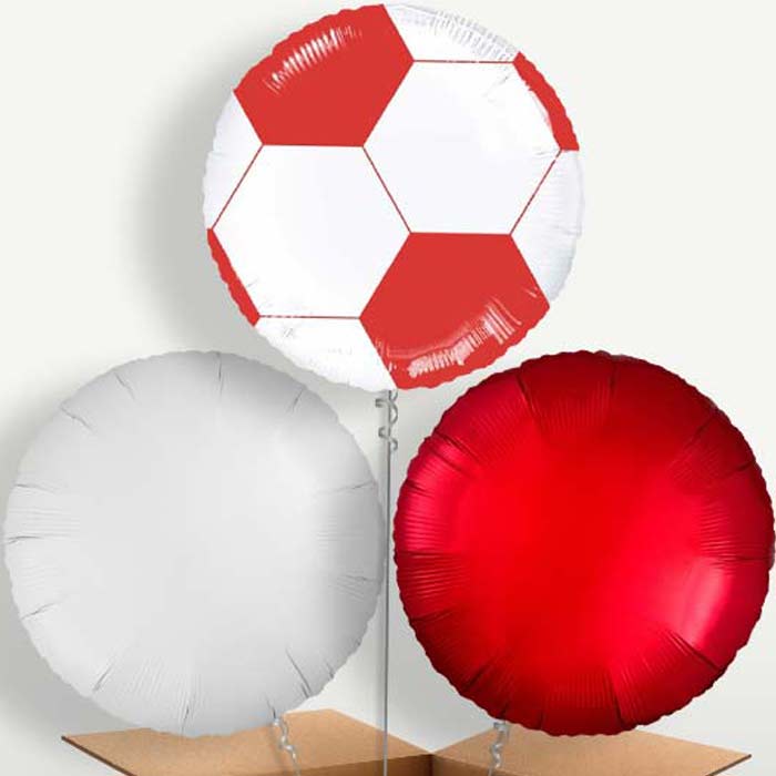 Red Football Trio Balloon Bunch inflated with Helium | Small Indoor Plants