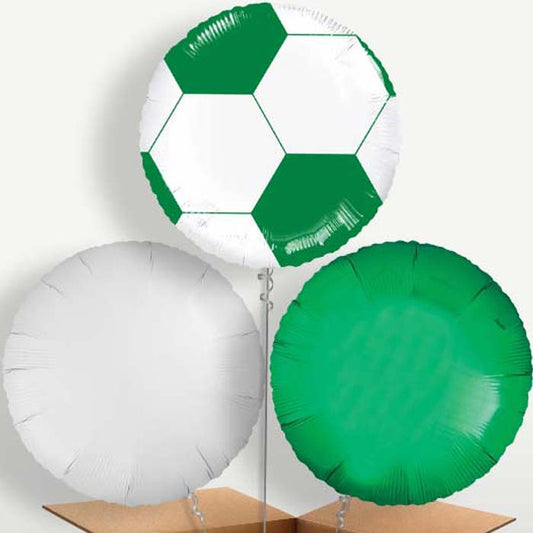 Green Football Trio Balloon Bunch inflated with Helium | Small Indoor Plants