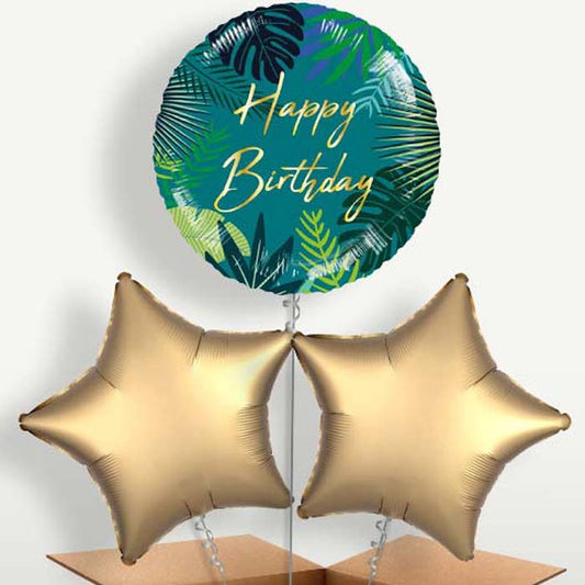 Tropical Leaf Birthday Helium Bunch of Balloons | Small Indoor Plants