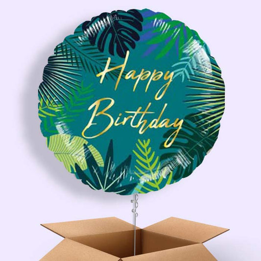 Tropical Leaf Birthday Balloons in a Box