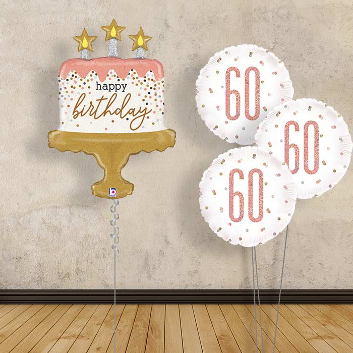 Rose Gold 60th Balloon Bouquet