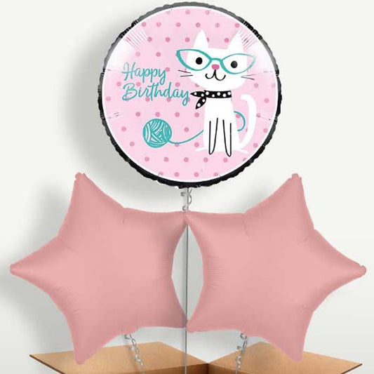 Purrfect Cat Trio Balloon Bunch inflated with Helium | Small Indoor Plants