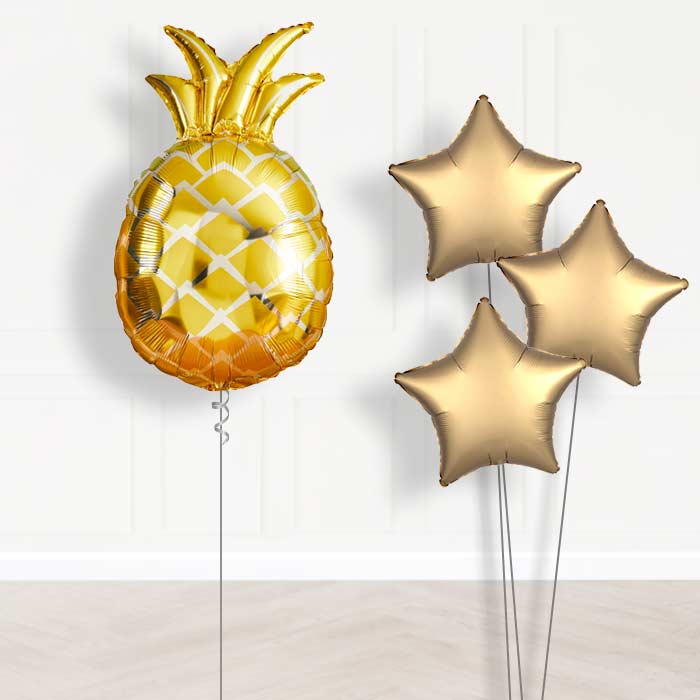 Giant Pineapple Shaped Balloon Bouquet Delivery - Plain Bouquet | Small Indoor Plants