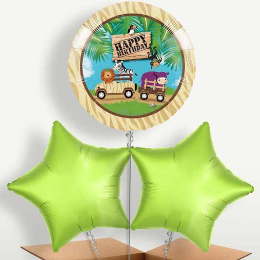 Safari Animal Happy Birthday Helium Bunch of Balloons | Small Indoor Plants