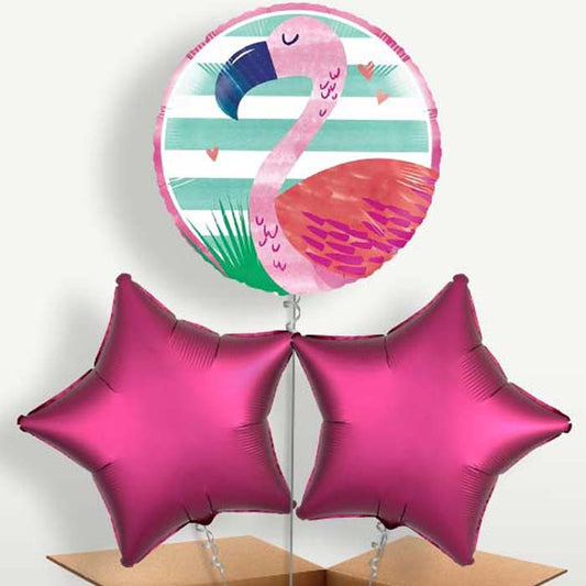 Flamingo Trio Balloon Bunch inflated with Helium | Small Indoor Plants