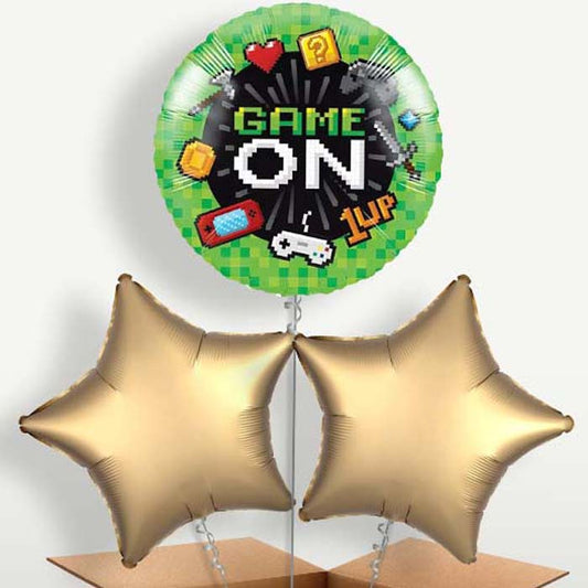 Game On Trio Balloon Bunch inflated with Helium | Small Indoor Plants