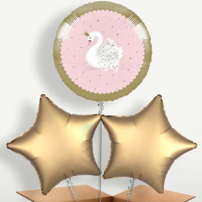 Stylish Swan Party Helium Bunch of Balloons | Small Indoor Plants