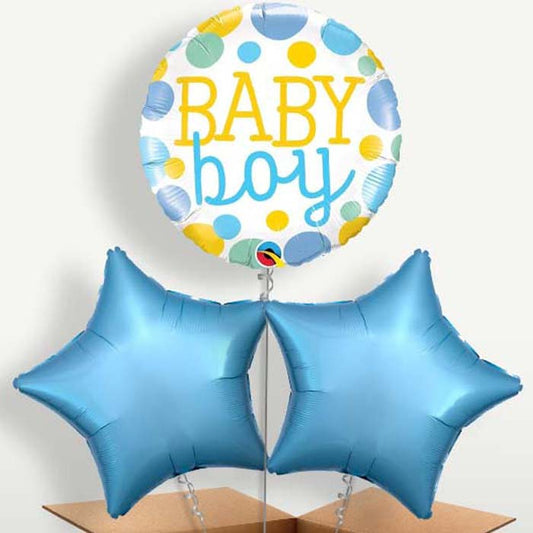 Dots & Spots Baby Boy Trio Balloon Bunch | Small Indoor Plants