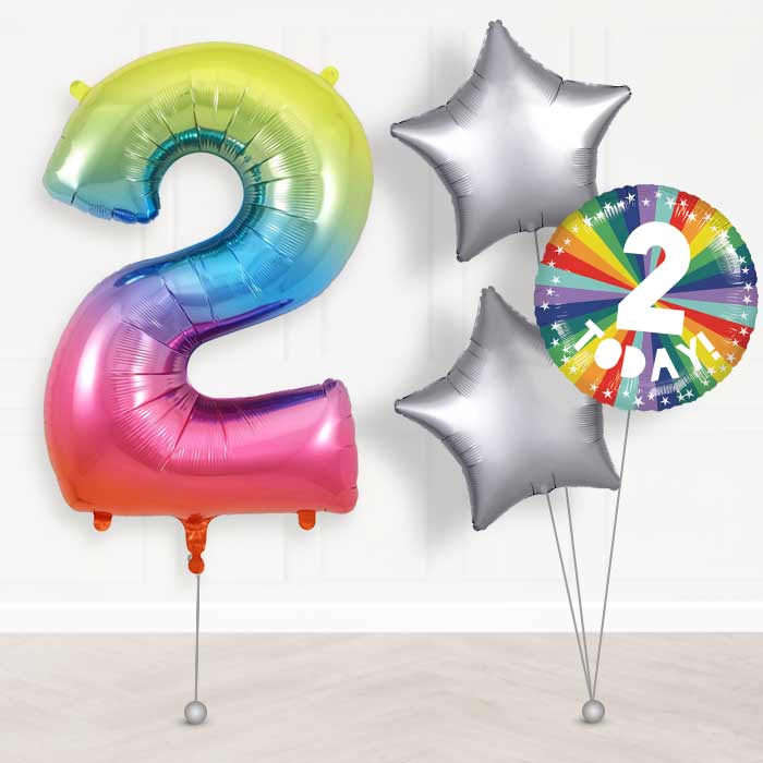 Age 2 2nd Birthday Rainbow Balloon Package