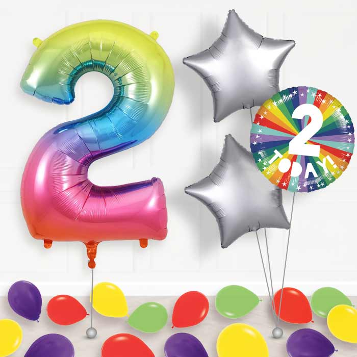 Age 2 2nd Birthday Rainbow Balloon Package